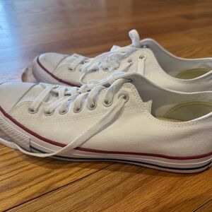 Converse White Sneakers with Red and Blue Accents